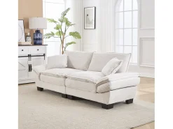 Sofá 2 plazas - Sofá recto con cojines - beige - para salón y dormitorio