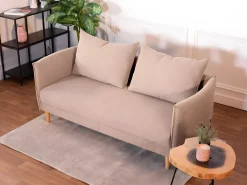 Sofá 3 Plazas Camel - Tejido de Poliéster (187 x 62 x 93 cm) - MELANIE