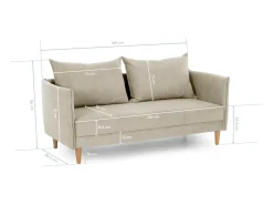 Sofá 3 Plazas Camel - Tejido de Poliéster (187 x 62 x 93 cm) - MELANIE
