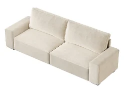 Sofá 3 plazas chenilla beige - con reposabrazos anchos - 220 x 83 x 88 cm