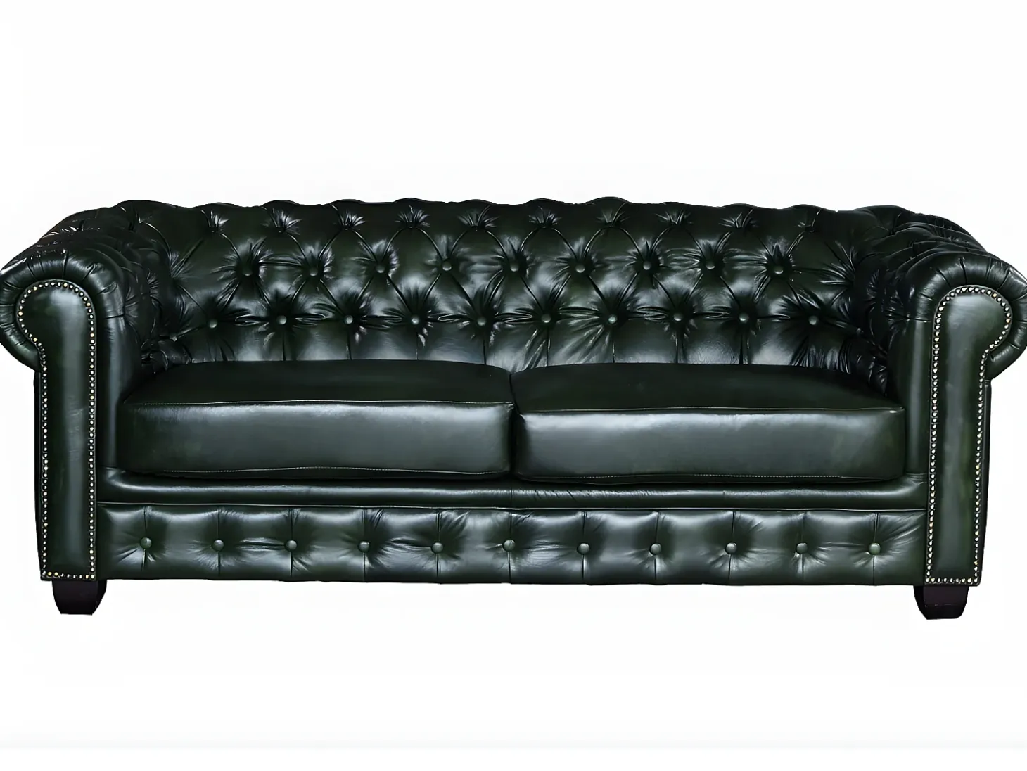 Sofá 3 plazas chesterfield 100% piel verde BRENTON