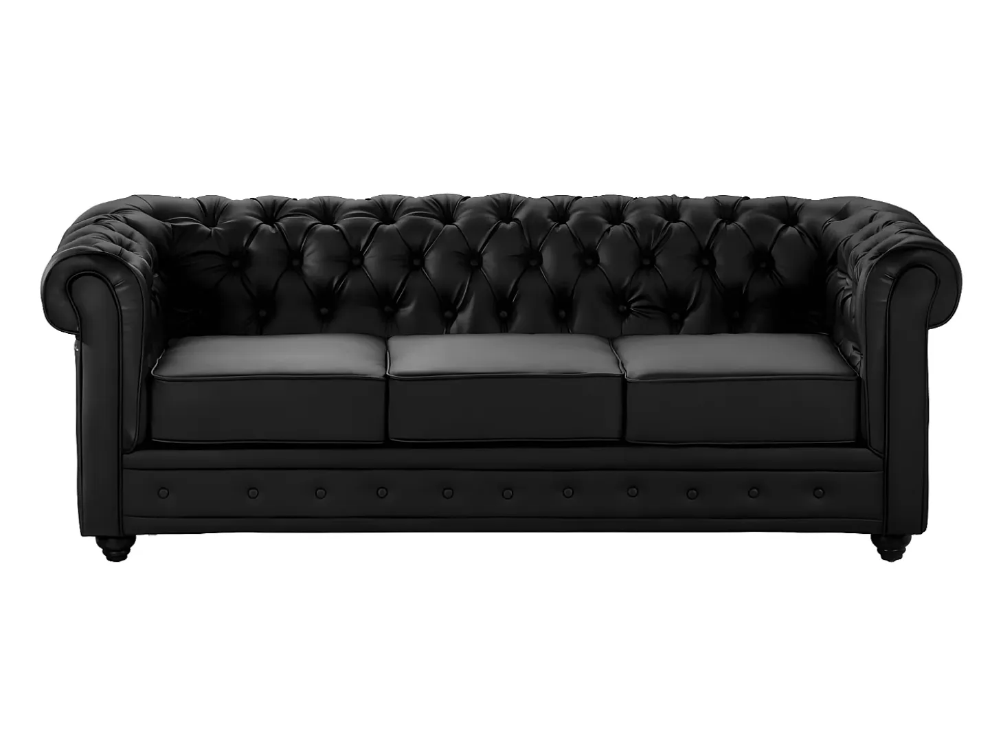 Sofá 3 plazas CHESTERFIELD - Piel sintética - Negro