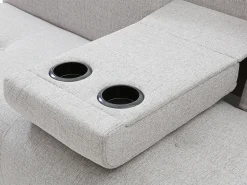 Sofá 3 plazas clic-clac de tela gris claro con mesita CLOSIPA