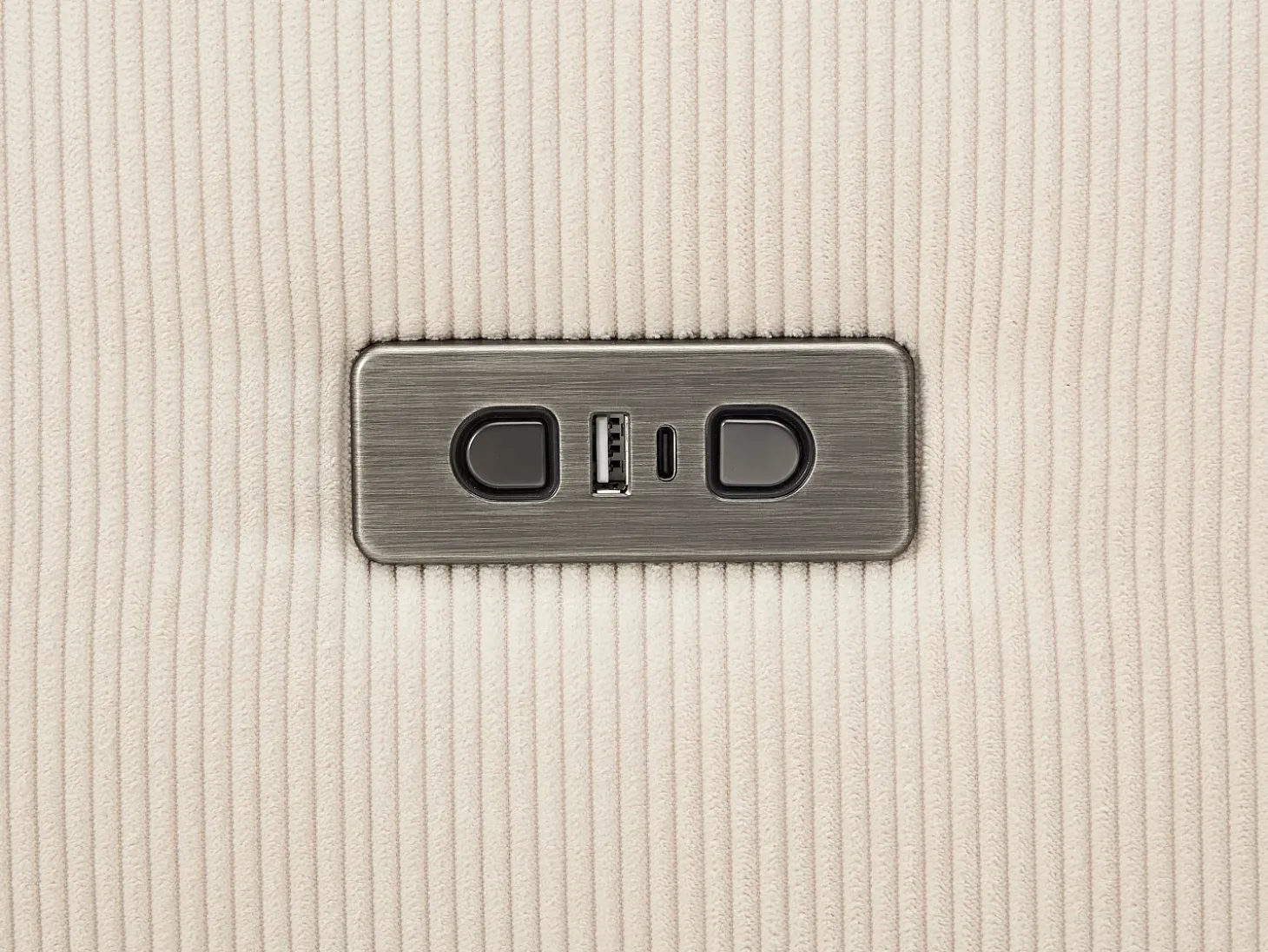 Sofá 4 plazas con asiento deslizante eléctrico de pana beige PASTARO