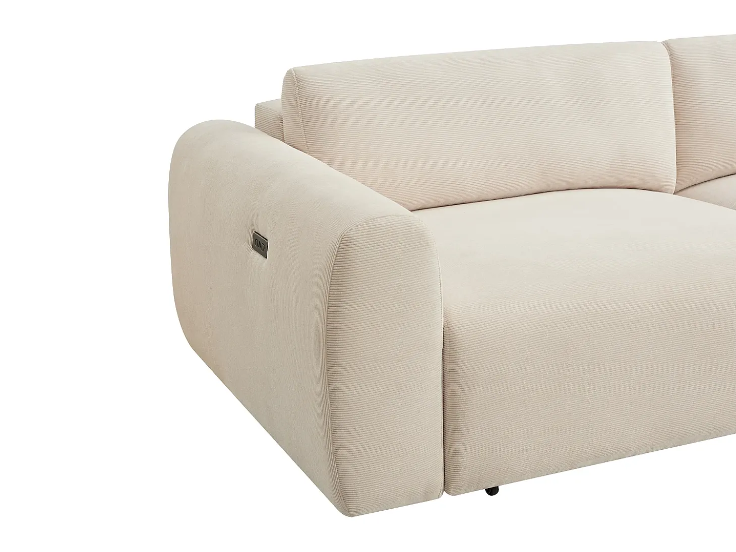 Sofá 4 plazas con asiento deslizante eléctrico de pana beige PASTARO