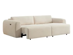 Sofá 4 plazas con asiento deslizante eléctrico de pana beige PASTARO