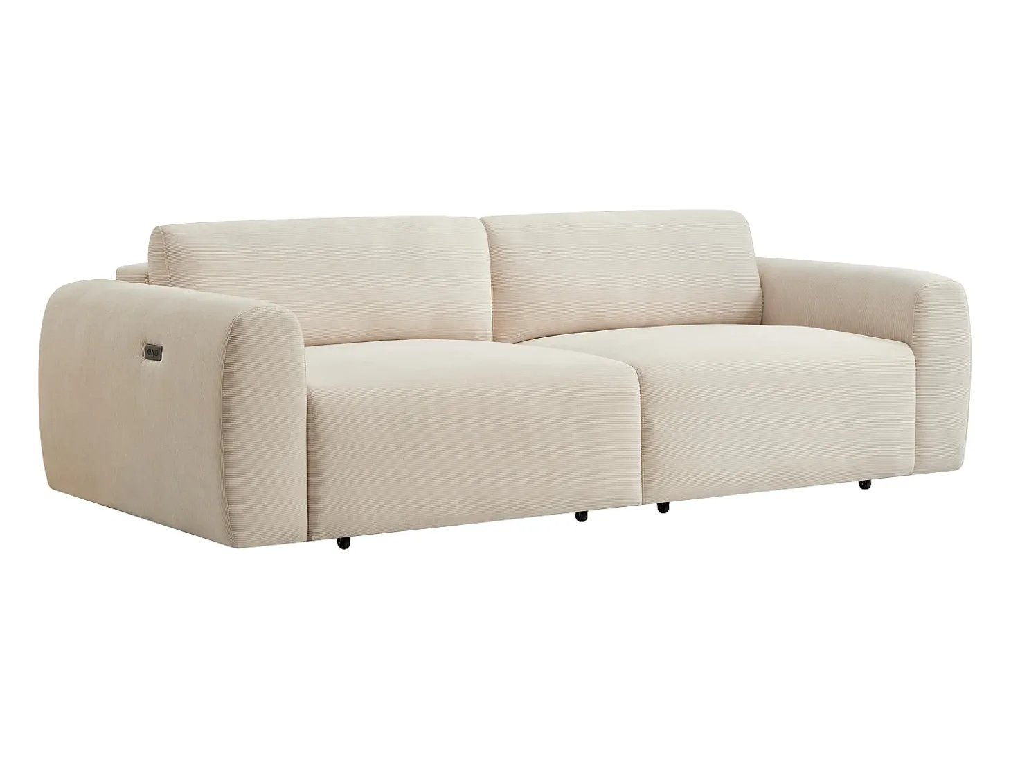 Sofá 4 plazas con asiento deslizante eléctrico de pana beige PASTARO