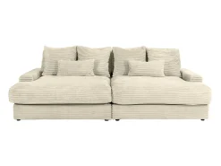 Sofá 4 plazas con asiento profundo de pana en color beige CALAZO
