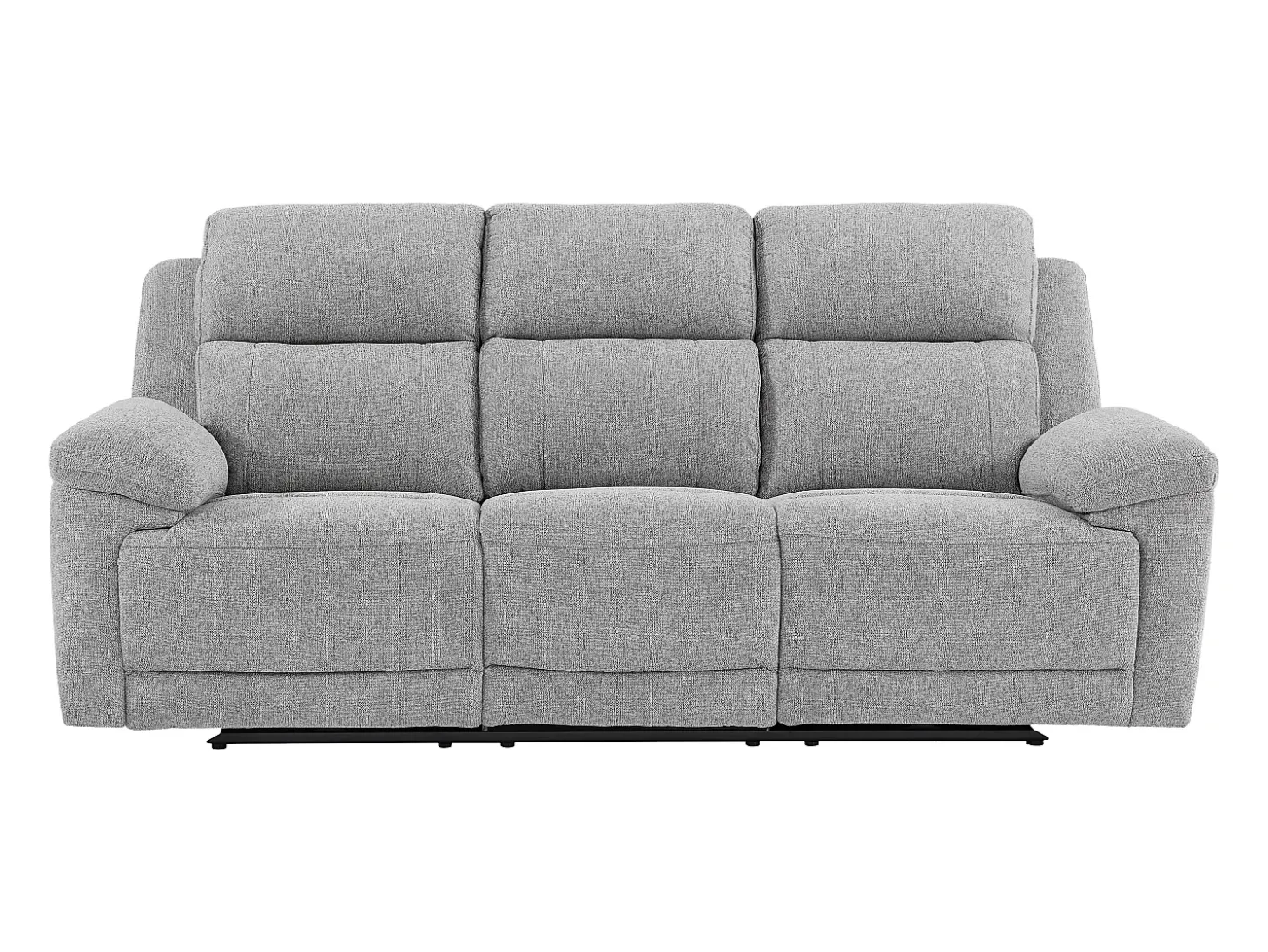 Sofá 3 plazas con relax eléctrico y mesa auxiliar en tela jaspeada gris KELUNO