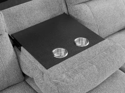 Sofá 3 plazas con relax eléctrico y mesa auxiliar en tela jaspeada gris KELUNO