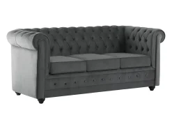 Sofá 3 plazas convertible de terciopelo gris antracita CHESTERFIELD