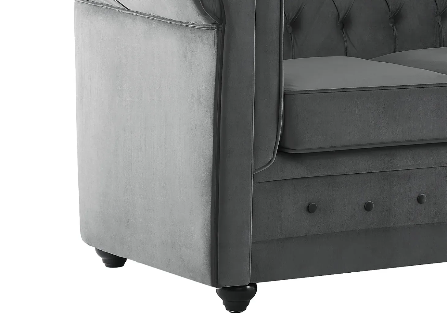 Sofá 3 plazas convertible de terciopelo gris antracita CHESTERFIELD