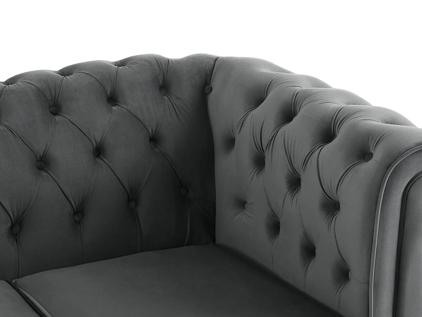 Sofá 3 plazas convertible de terciopelo gris antracita CHESTERFIELD