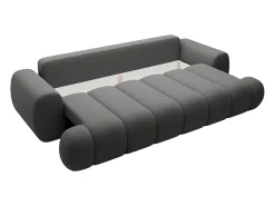 Sofá 4 plazas convertible de tela gris FRIDORA