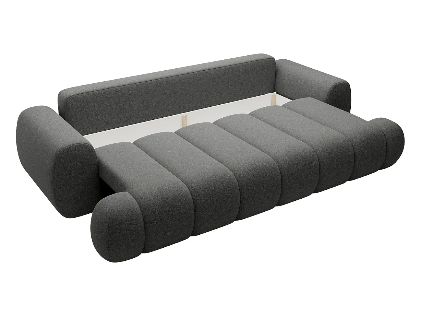 Sofá 4 plazas convertible de tela gris FRIDORA