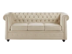 Sofá 3 plazas convertible de terciopelo beige CHESTERFIELD
