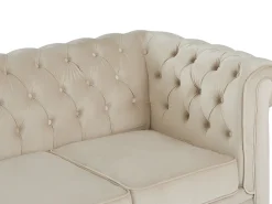 Sofá 3 plazas convertible de terciopelo beige CHESTERFIELD