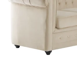 Sofá 3 plazas convertible de terciopelo beige CHESTERFIELD