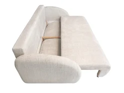 Sofá 3 plazas convertible en tejido de chenilla beige AVOLINE