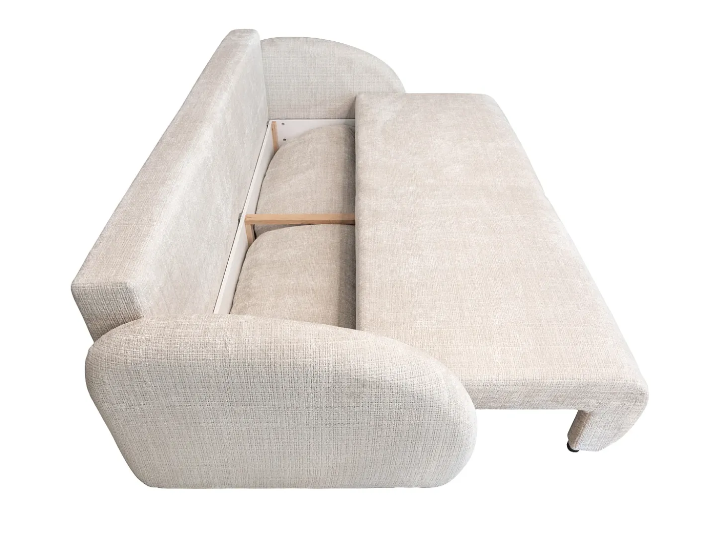 Sofá 3 plazas convertible en tejido de chenilla beige AVOLINE