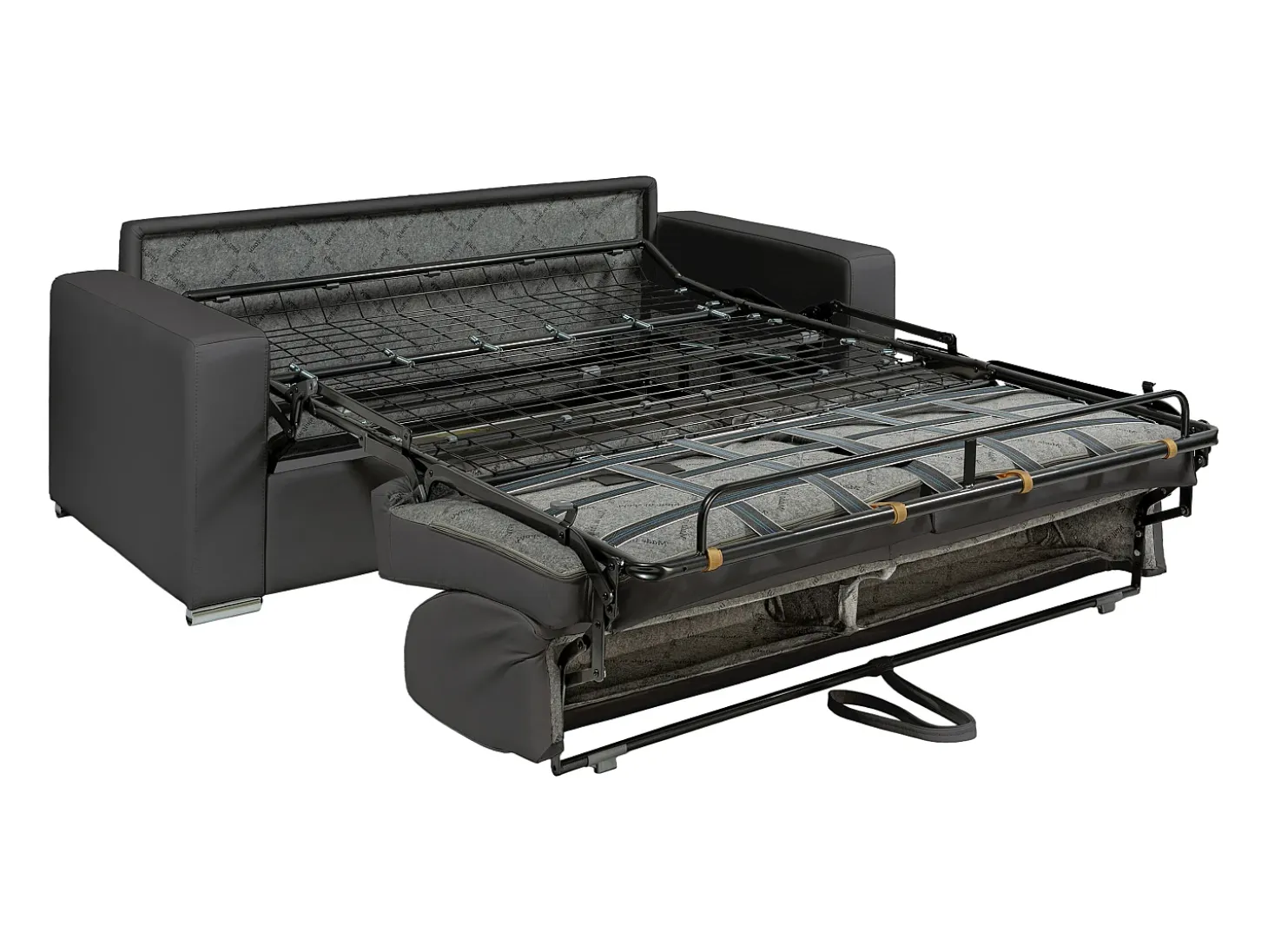 Sofá 3 plazas convertible express de cuero vintage caramelo 140 cm colchón 18 cm CALITO