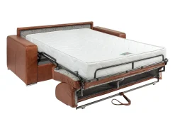 Sofá 3 plazas convertible express de cuero vintage caramelo 140 cm colchón 18 cm CALITO