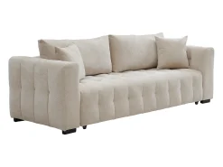 Sofá 3 plazas convertible en tela texturizada beige PANILO