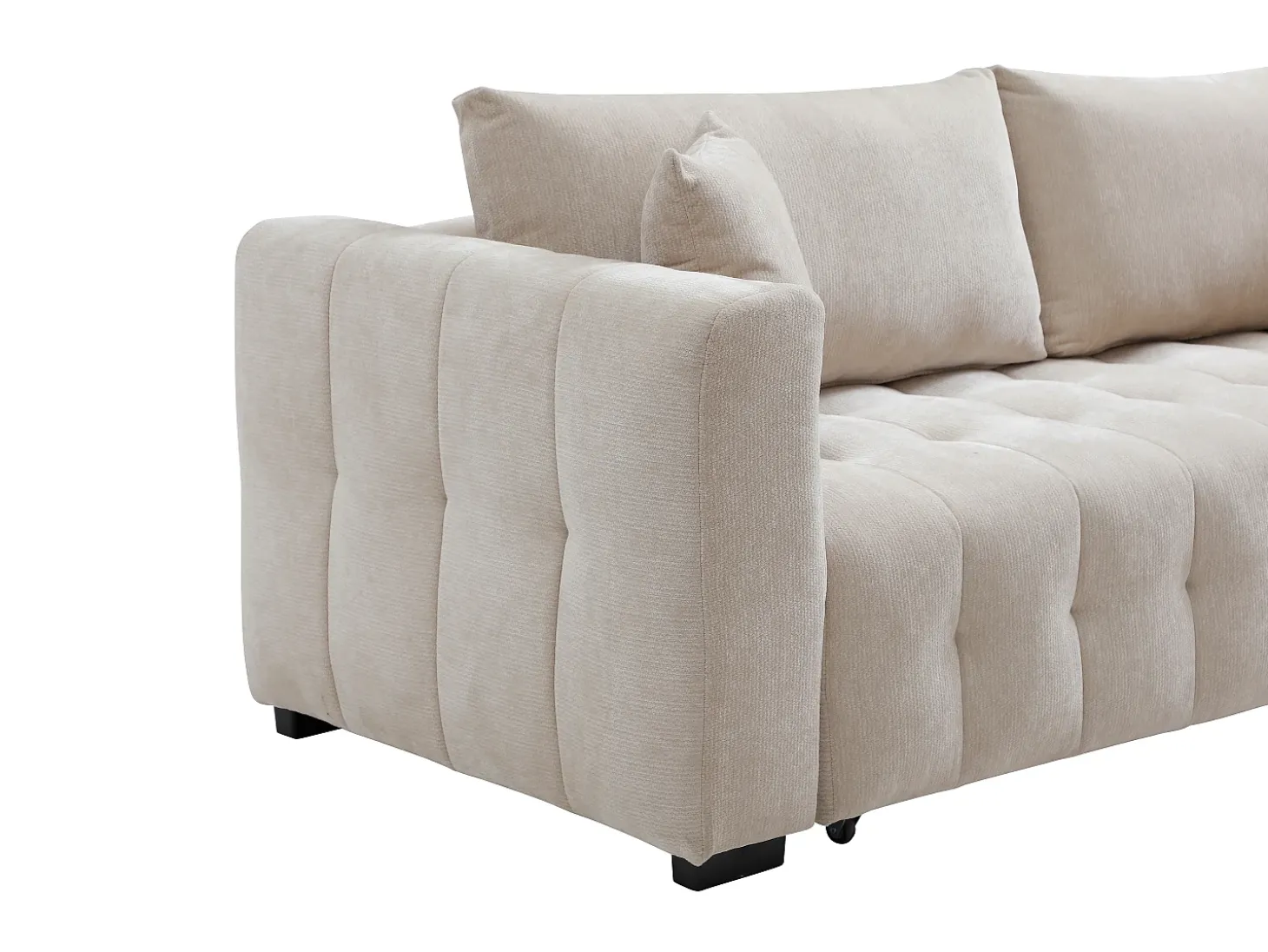 Sofá 3 plazas convertible en tela texturizada beige PANILO