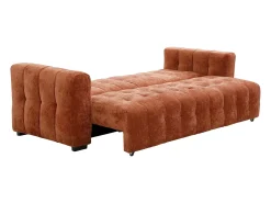 Sofá 3 plazas convertible en tela texturizada terracota PANILO