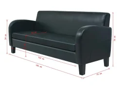 Sofá 3 plazas cuero artificial negro