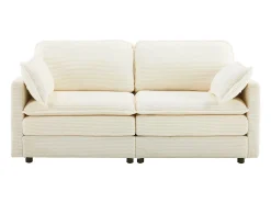 Sofá 2 plazas de pana blanca con respaldo acolchado - Estilo moderno
