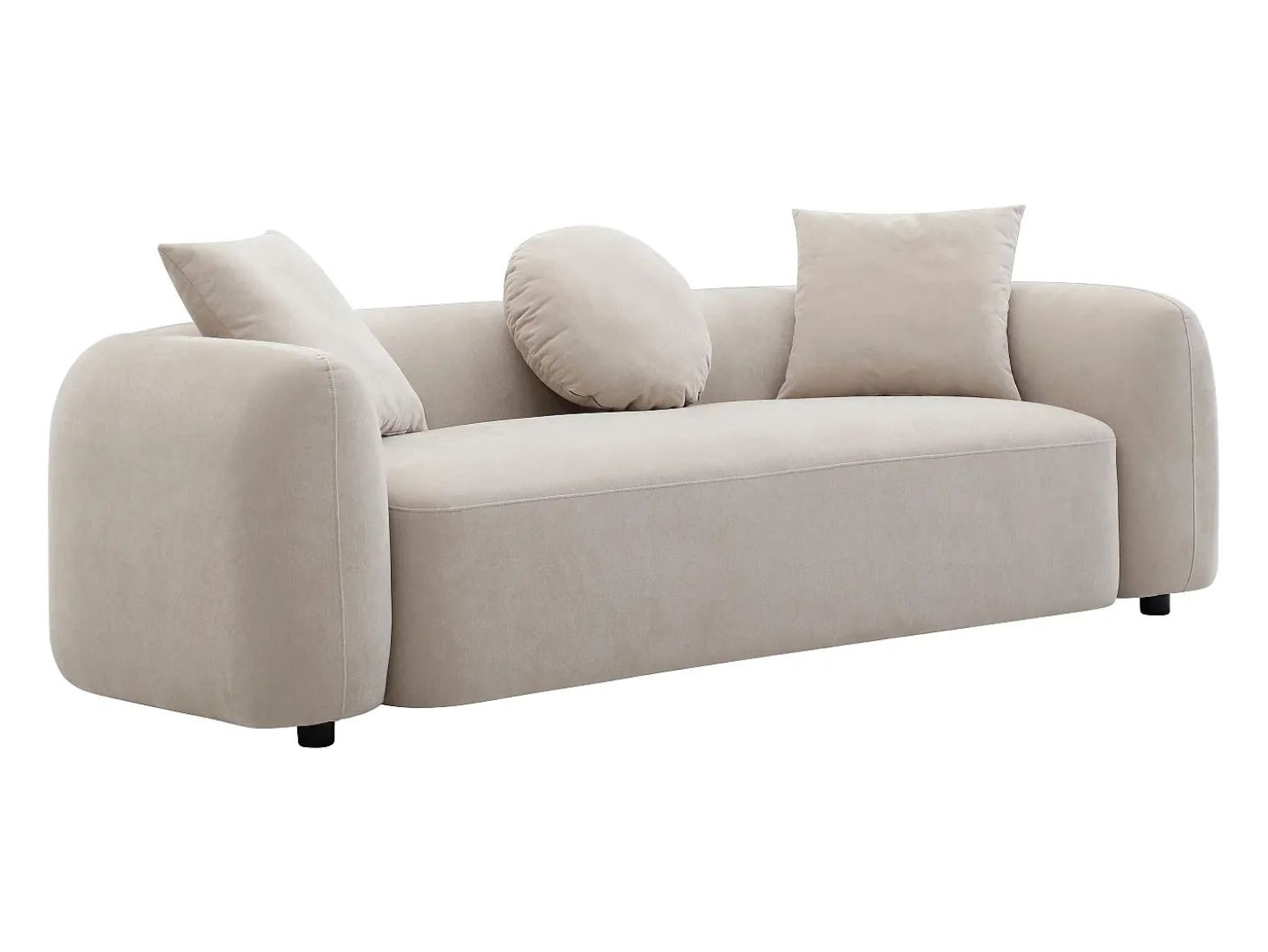 Sofá 3 plazas de tela color beige con cojines OXILA
