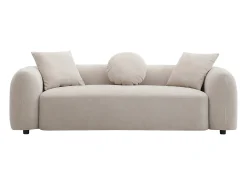 Sofá 3 plazas de tela color beige con cojines OXILA