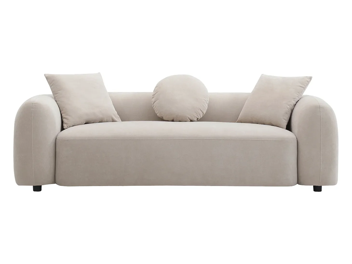 Sofá 3 plazas de tela color beige con cojines OXILA