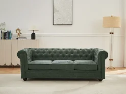 Sofá 3 plazas de tela color verde CHESTERFIELD