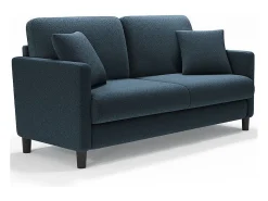 Sofá 2 plazas en tejido terciopelo teddy con 2 cojines - Azul - 148 x 89 x 79 cm
