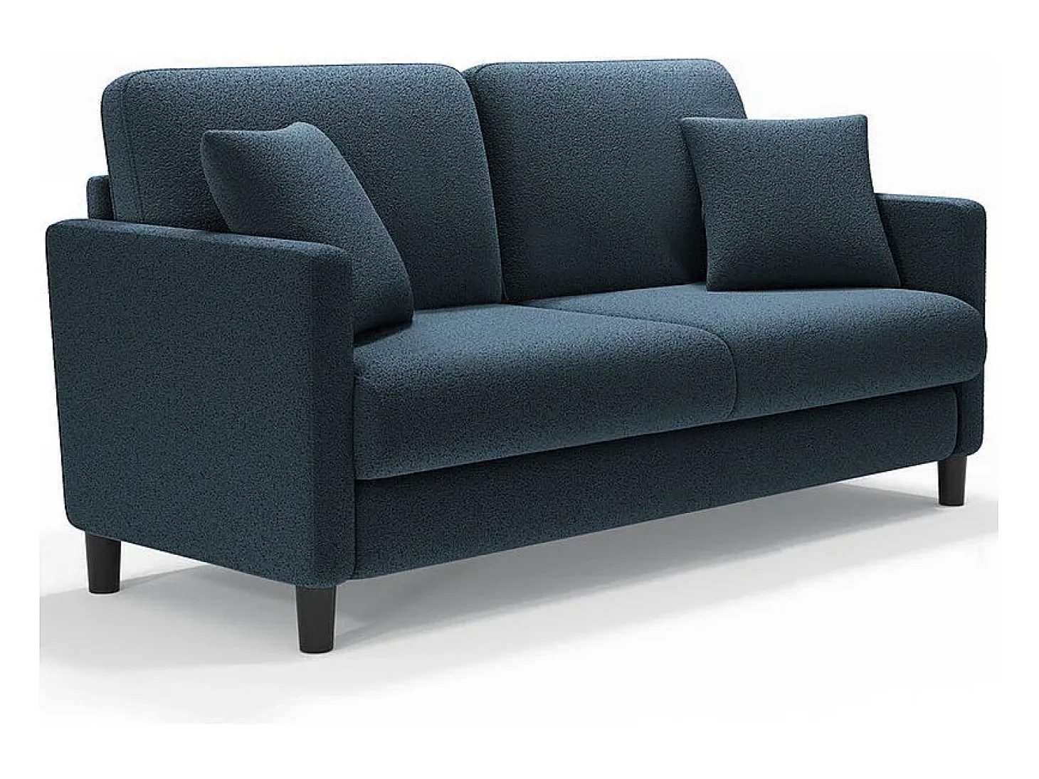 Sofá 2 plazas en tejido terciopelo teddy con 2 cojines - Azul - 148 x 89 x 79 cm