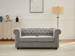 Sofá 2 plazas en tela color gris CHESTERFIELD