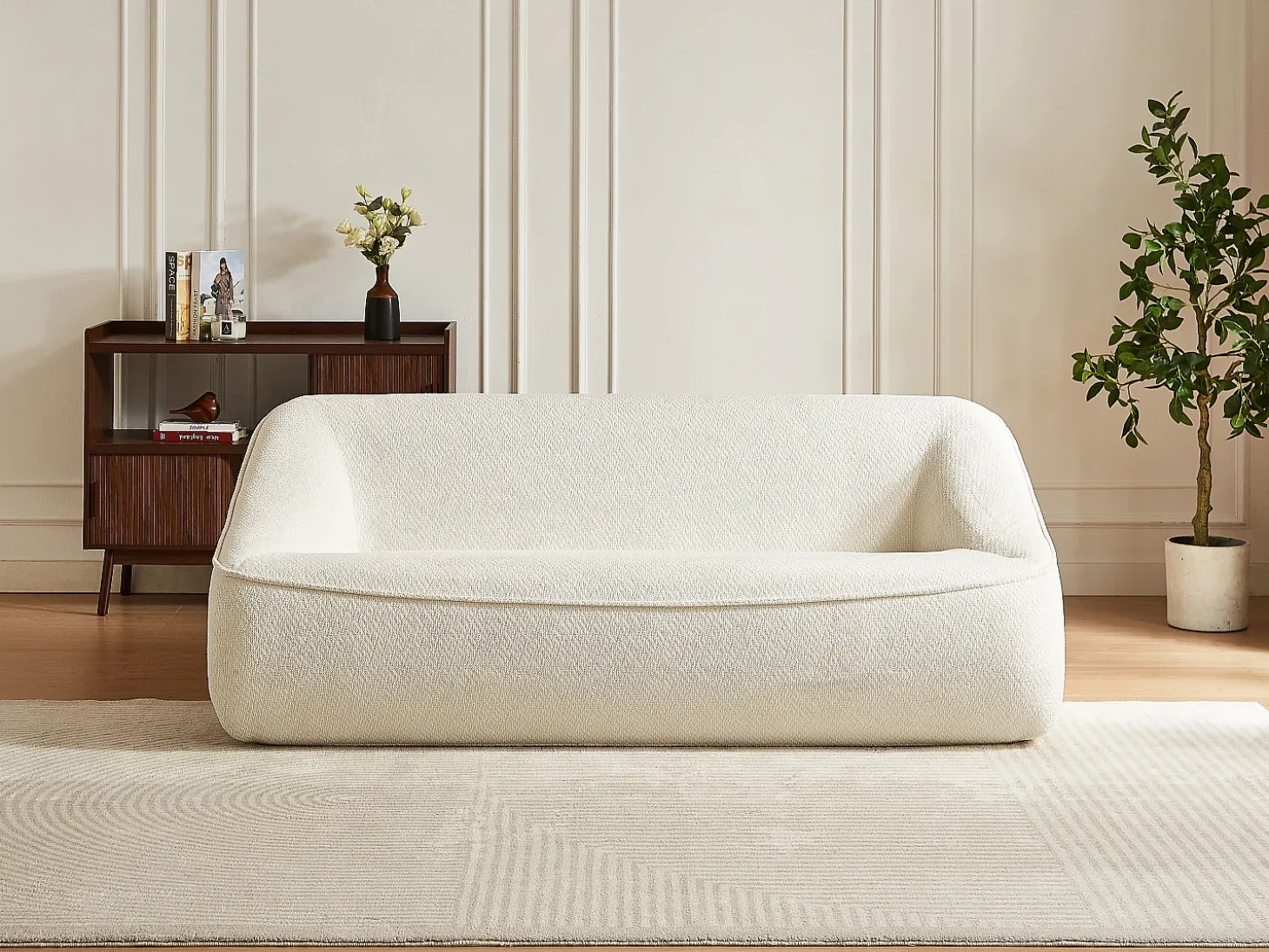 Sofá 3 plazas en Tela texturizada beige diseño KIREBA