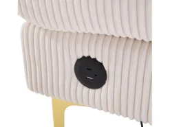 Sofá 4 plazas en terciopelo beige con iluminación LED y puerto USB - diseño moderno en U