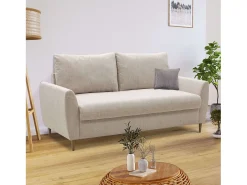 Sofá 3 Plazas Mave Salón Comedor Contemporáneo Beige, Madera, 180 cm