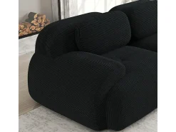 Sofá 2 Plazas Modular de Pana Acanalada - con 2 Cojines - 208x103x75cm - Negro