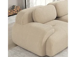 Sofá 2 Plazas Modular de Pana Acanalada - con 2 Cojines - 208x103x75cm - Beige