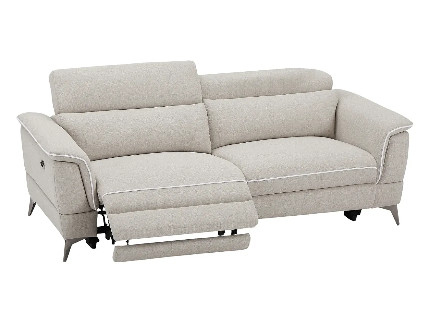 Sofá 3 plazas relax eléctrico de tela beige MACARI