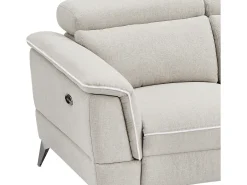 Sofá 3 plazas relax eléctrico de tela beige MACARI
