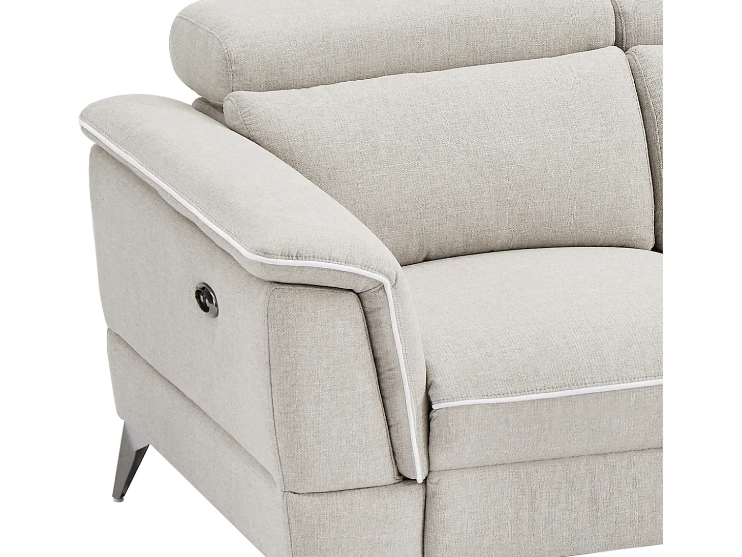 Sofá 3 plazas relax eléctrico de tela beige MACARI