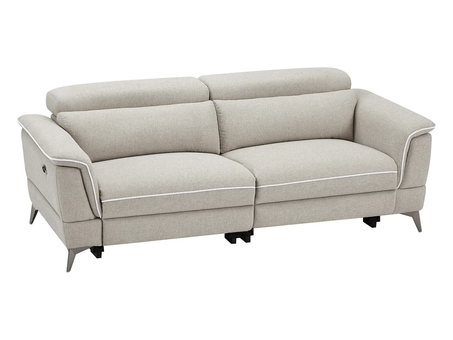 Sofá 3 plazas relax eléctrico de tela beige MACARI