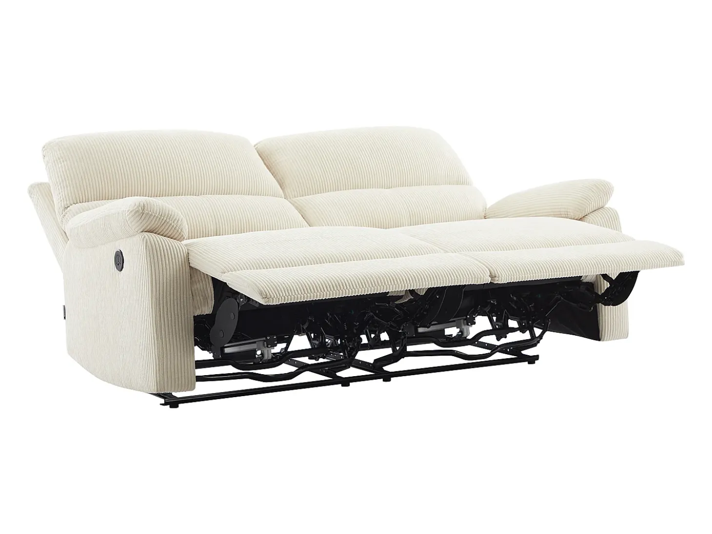 Sofá 3 plazas relax eléctrico terciopelo beige LUNANO