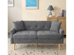 Sofá 2 plazas tapizado en chenilla - 162x74x77 cm - Gris
