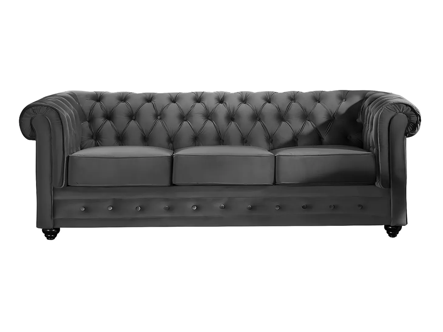 Sofá 3 plazas terciopelo color gris antracita CHESTERFIELD